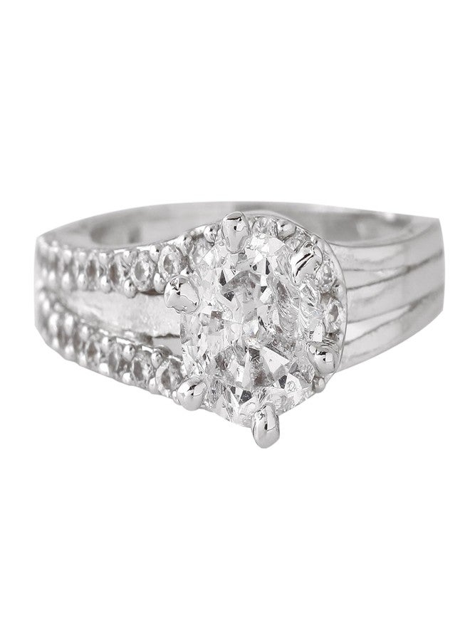 استيل خواتم إستيل الفاخرة القابلة للتعديل بتصميم سوليتير للبنات والسيدات - Image 1