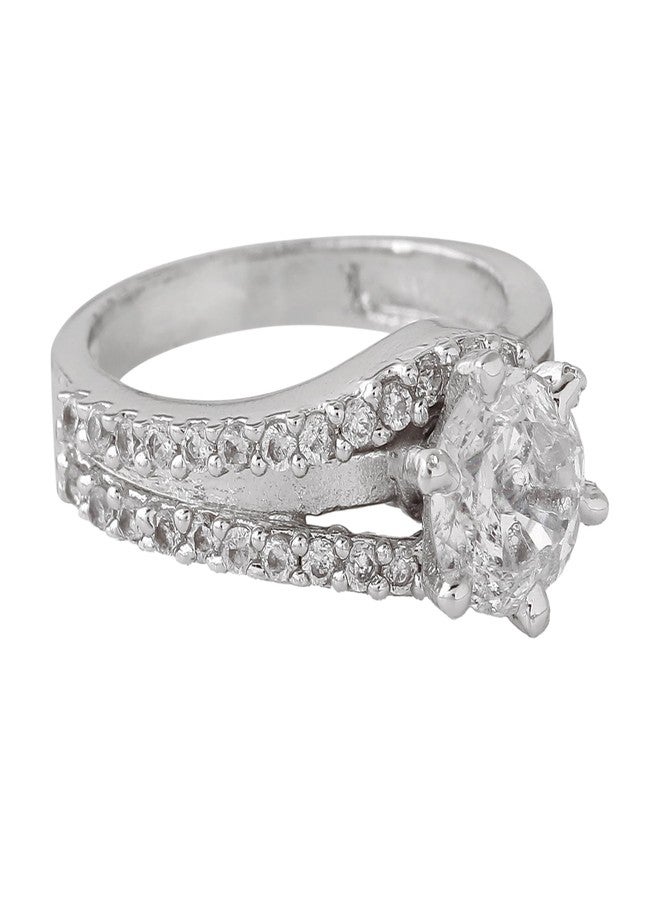 استيل خواتم إستيل الفاخرة القابلة للتعديل بتصميم سوليتير للبنات والسيدات - Image 3