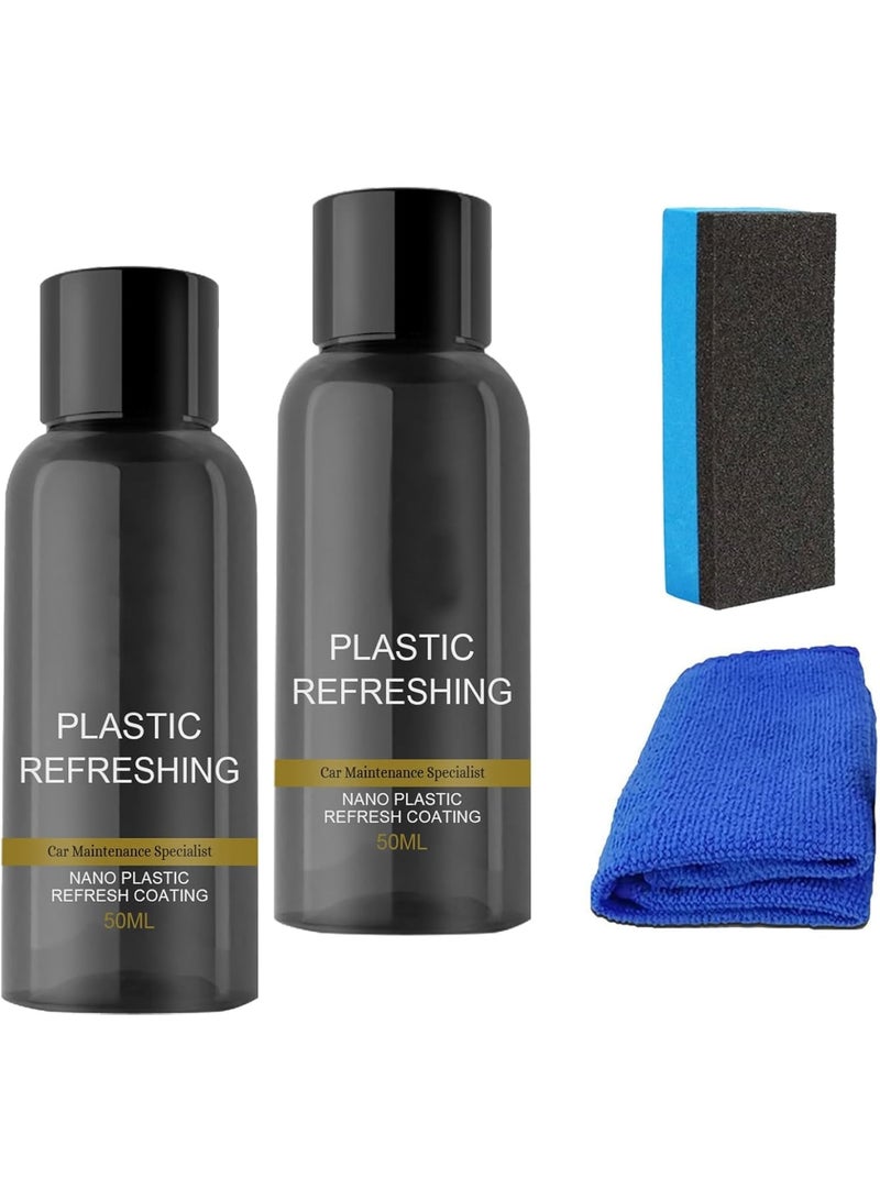 SOLARAE Plastic Refreshing, 2Pcs Plastic Revitalizing Coating Agent, Nano Plastic Refreshing Coating, for Car Automotive Interior Cleaning Agent New Car Restorer Cream Quick Restorer (50ml) - Image 1
