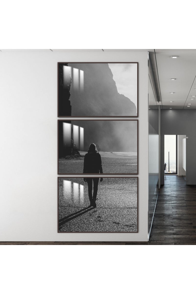 Marktna Three wooden wall painting with a frame and a clear acrylic layer - Image 1