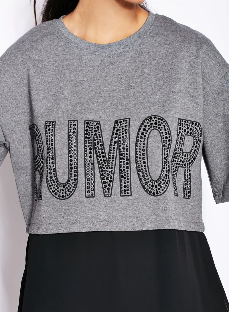Ginger Slogan Long Slit T-Shirt