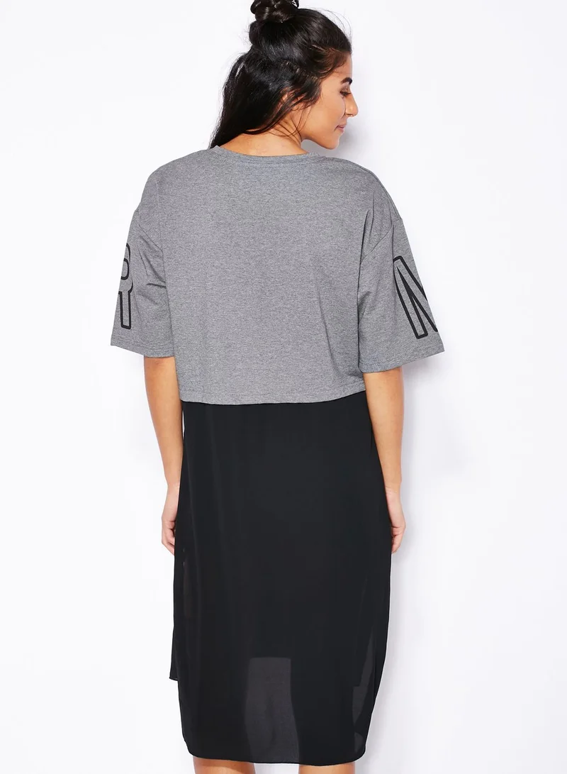 Ginger Slogan Long Slit T-Shirt