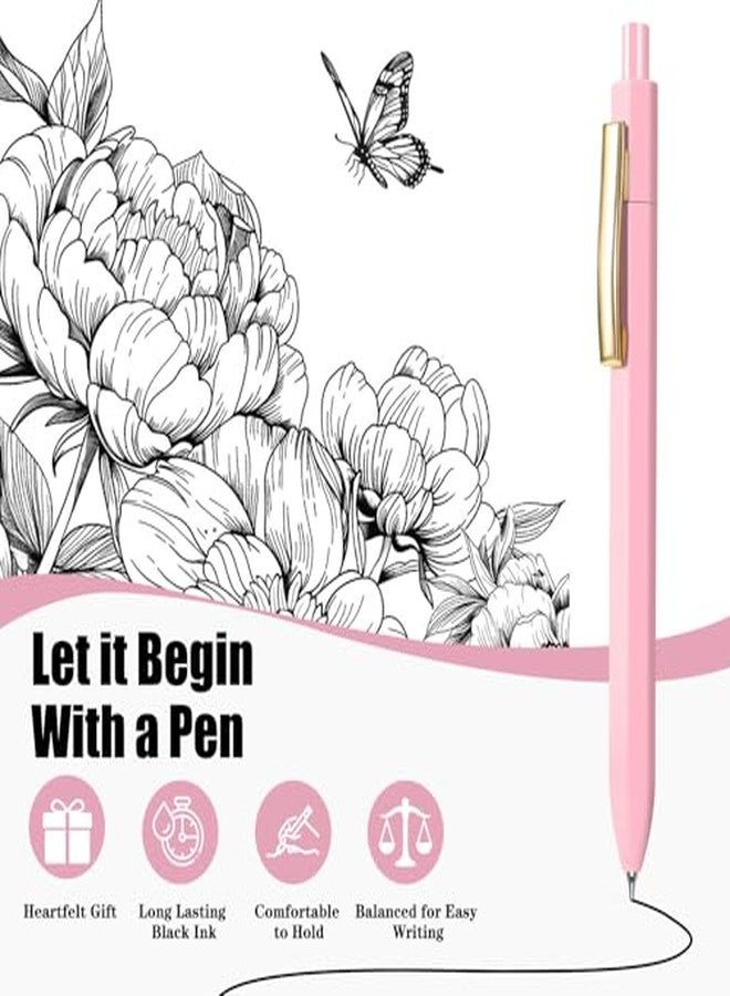 Piochoo Ballpoint Pens,0.7mm Medium Point Retractable Pen,8pcs Black Ink Pens for Journaling Fast Dry,Cute Pen for Writing Taking Notes School Office - Image 4
