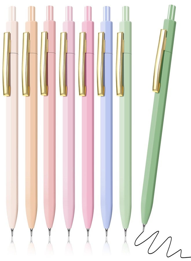 Piochoo Ballpoint Pens,0.7mm Medium Point Retractable Pen,8pcs Black Ink Pens for Journaling Fast Dry,Cute Pen for Writing Taking Notes School Office - Image 1