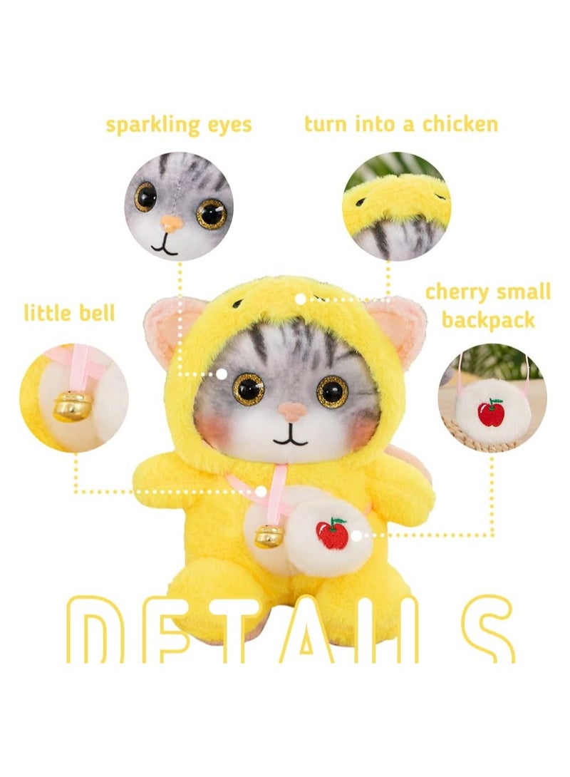 Excefore Cat Frog Plush Stuffed Animal Cat Plushies with Frog Outfit, Gifts for Kids Yellow（9.8 inches） - Image 2