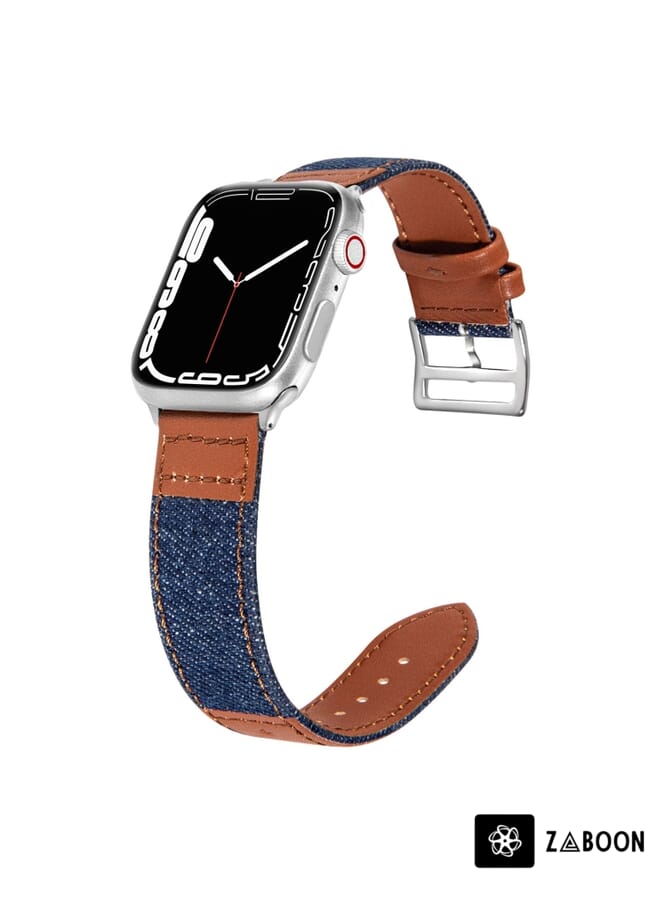 Zaboon Denim Fit Leather  Watch Band For Apple Watch Series 8&7 41mm / SE 2&6&SE&5&4 40mm / 3&2&1 38mm - Image 1