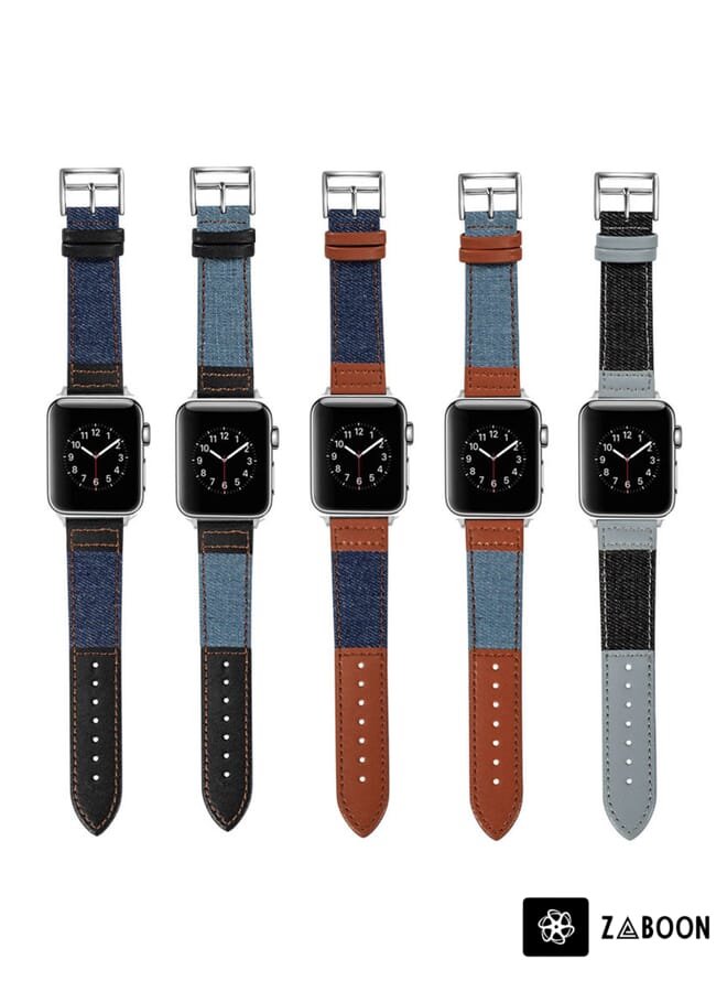 Zaboon Denim Fit Leather  Watch Band For Apple Watch Series 8&7 41mm / SE 2&6&SE&5&4 40mm / 3&2&1 38mm - Image 3