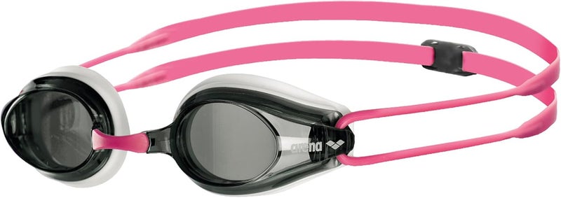 ARENA Tracks Unisex Adult Essential Racing Swim Goggles - FINA-Approved Anti-Fog Coated Non-Mirror Lens, White/Smoke/Fuchsia - Image 1