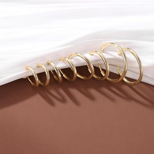 PLOMFOV Clip On Hoop Earrings for Women Non Pierced Earrings Clip On Hoops No Piercing Fake Hoop Earrings For Non-Pierced Ears 10-20MM Golden - Image 5