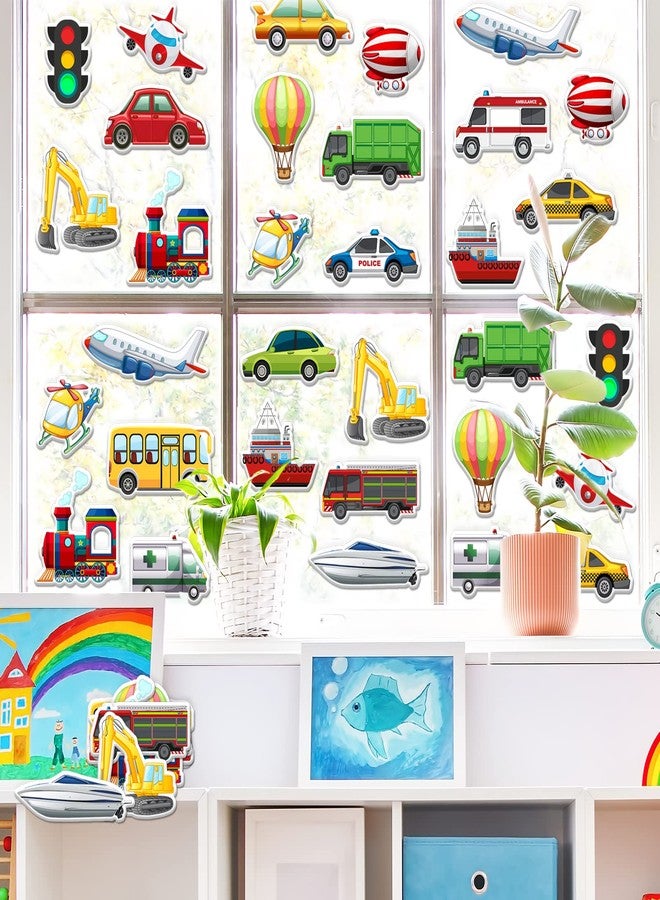 وولاين مجموعة ملصقات جل سميكة من والين، 40 قطعة، لتزيين نوافذ السيارات والمركبات، تتضمن ملصقات لطيفة لسيارات الشرطة والطائرات والسفن والحافلات والقطارات، مناسبة للأطفال الصغار، لتزيين المنزل والفصول الدراسية وغرف الأطفال، ولحفلات السيارات. - Image 3