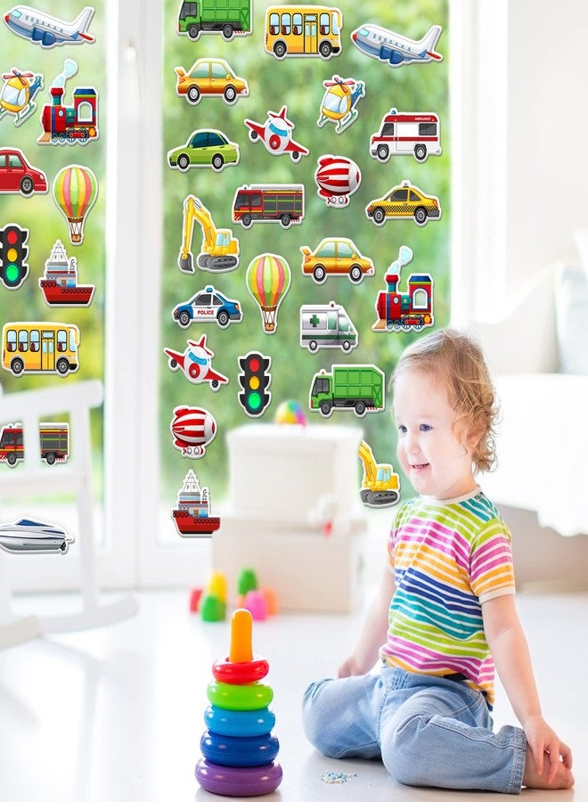 وولاين مجموعة ملصقات جل سميكة من والين، 40 قطعة، لتزيين نوافذ السيارات والمركبات، تتضمن ملصقات لطيفة لسيارات الشرطة والطائرات والسفن والحافلات والقطارات، مناسبة للأطفال الصغار، لتزيين المنزل والفصول الدراسية وغرف الأطفال، ولحفلات السيارات. - Image 4