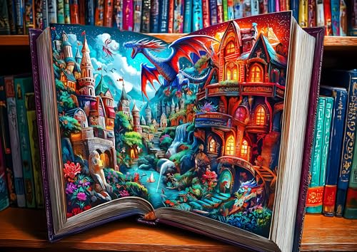 MINIWAN Magical Storybook Jigsaw Puzzles 1000 Pieces Fantasy World Landscape Puzzles for Adults 1000 Pieces with Letters on Back Hard Colorful Impossible Difficult Challenging Family Puzzle 275X196 - Image 1