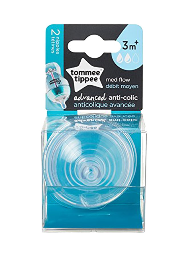 tommee tippee Advanced Anti-Colic Medium Flow Nipple, 3+ Months, Pack Of 2 - Clear - Image 2