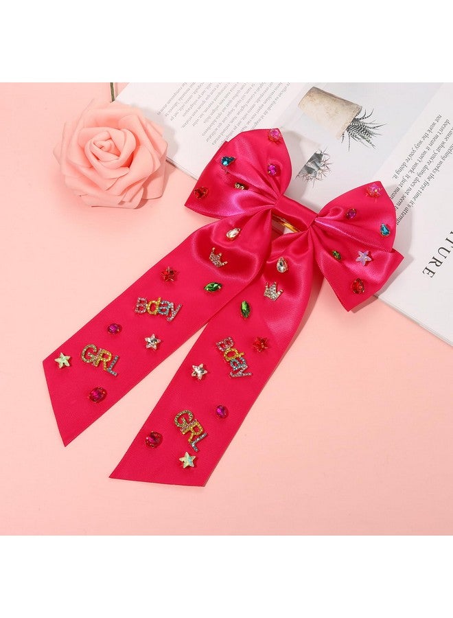 NVENF Birthday Hair Bows for Women Crown Birthday Girl Hair Bow Clips Crystal Pearl Star Jeweled Big Hair Bows Pink Bow Satin Hair Ribbons Birthday Hair Accessories Gifts Party Favors (Pattern B1) - Image 3