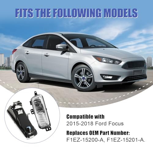 Fancemot Front Bumper Fog Lights Compatible with 2015-2018 Ford Focus, OE# F1EZ15201A, F1EZ15200A - Image 2