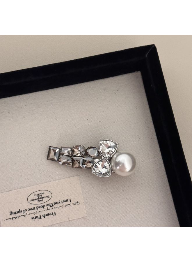 Shiny Big Rhinestone Heavy Industry Alloy Duckbill Clip Bright Pearl Sweet Temperament Side Clip High-grade Hairpin Side Clip Female - Image 1
