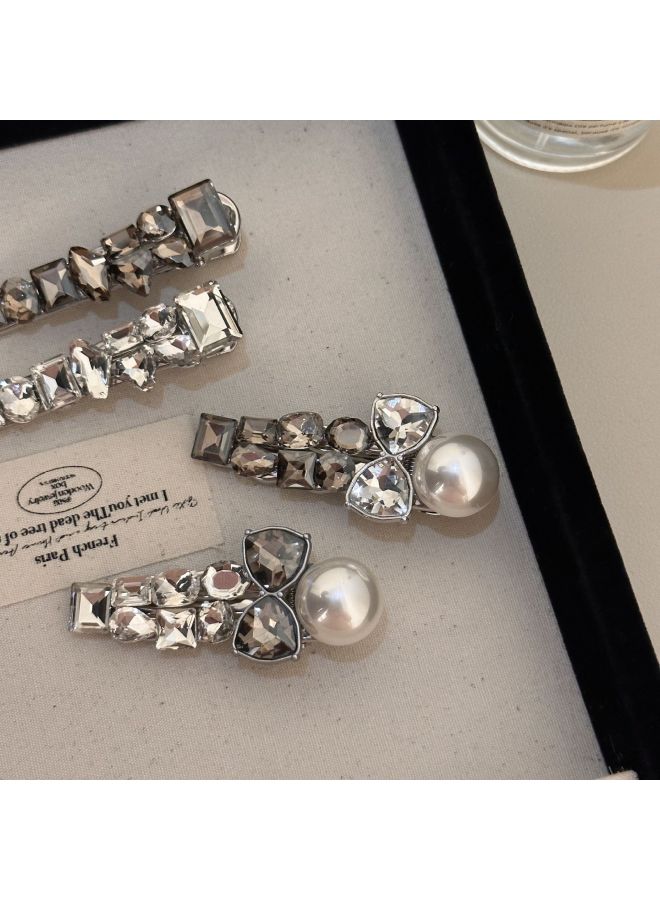 Shiny Big Rhinestone Heavy Industry Alloy Duckbill Clip Bright Pearl Sweet Temperament Side Clip High-grade Hairpin Side Clip Female - Image 2