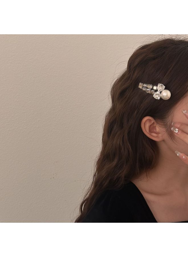 Shiny Big Rhinestone Heavy Industry Alloy Duckbill Clip Bright Pearl Sweet Temperament Side Clip High-grade Hairpin Side Clip Female - Image 3