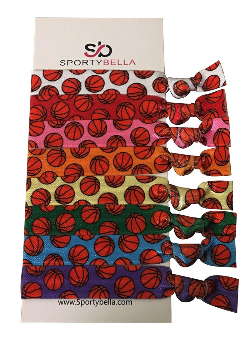 Sportybella - Basketball Ponytail Holders Elastic No Crease Ribbon Hair Accessories for Girls Women and Basketball Team Members - Image 1