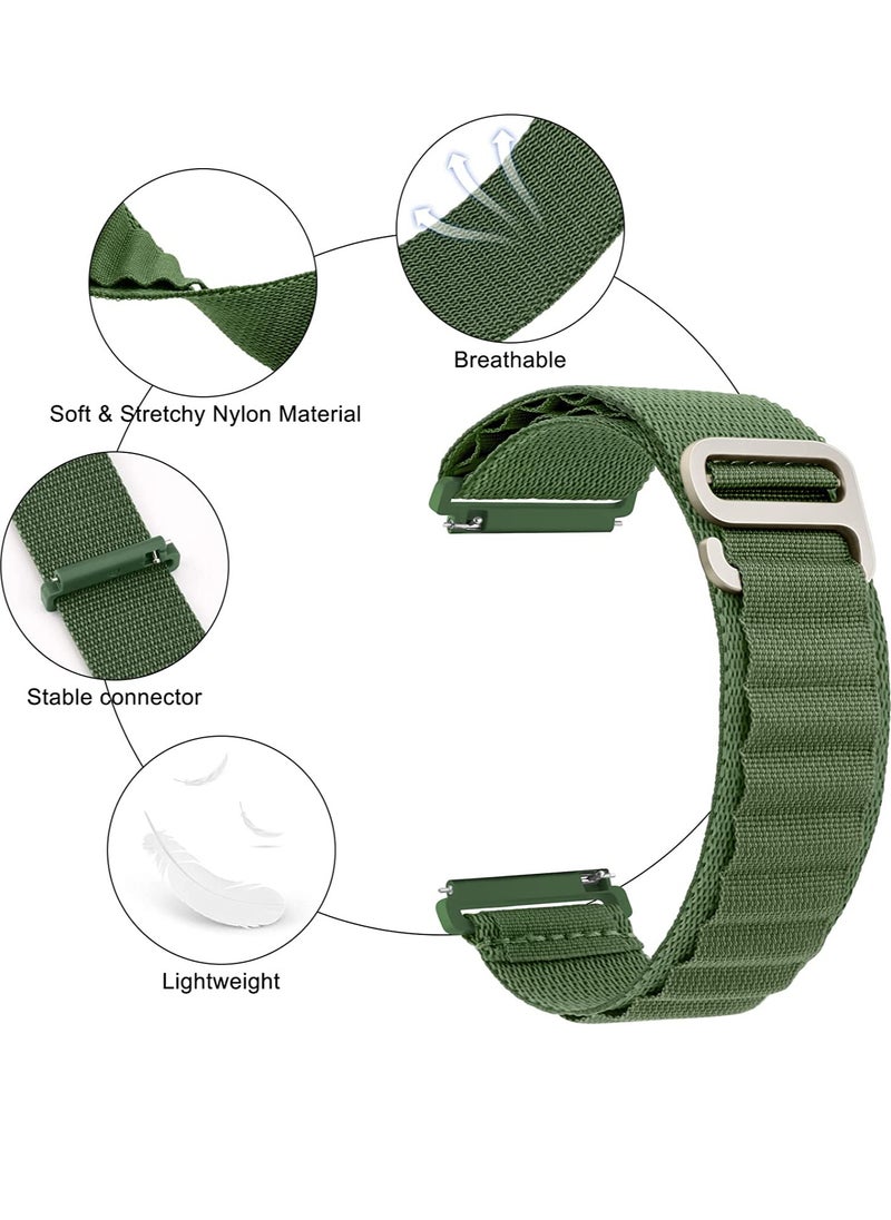 ماركة غير محددة - حزام Alpine Loop مقاس 22 مم متوافق مع ساعة Xiaomi Redmi Watch 5 Active/Redmi Watch 5 Lite Sport، حزام نايلون رياضي متين مع خطاف G من التيتانيوم باللون الأخضر الزيتوني - Image 1
