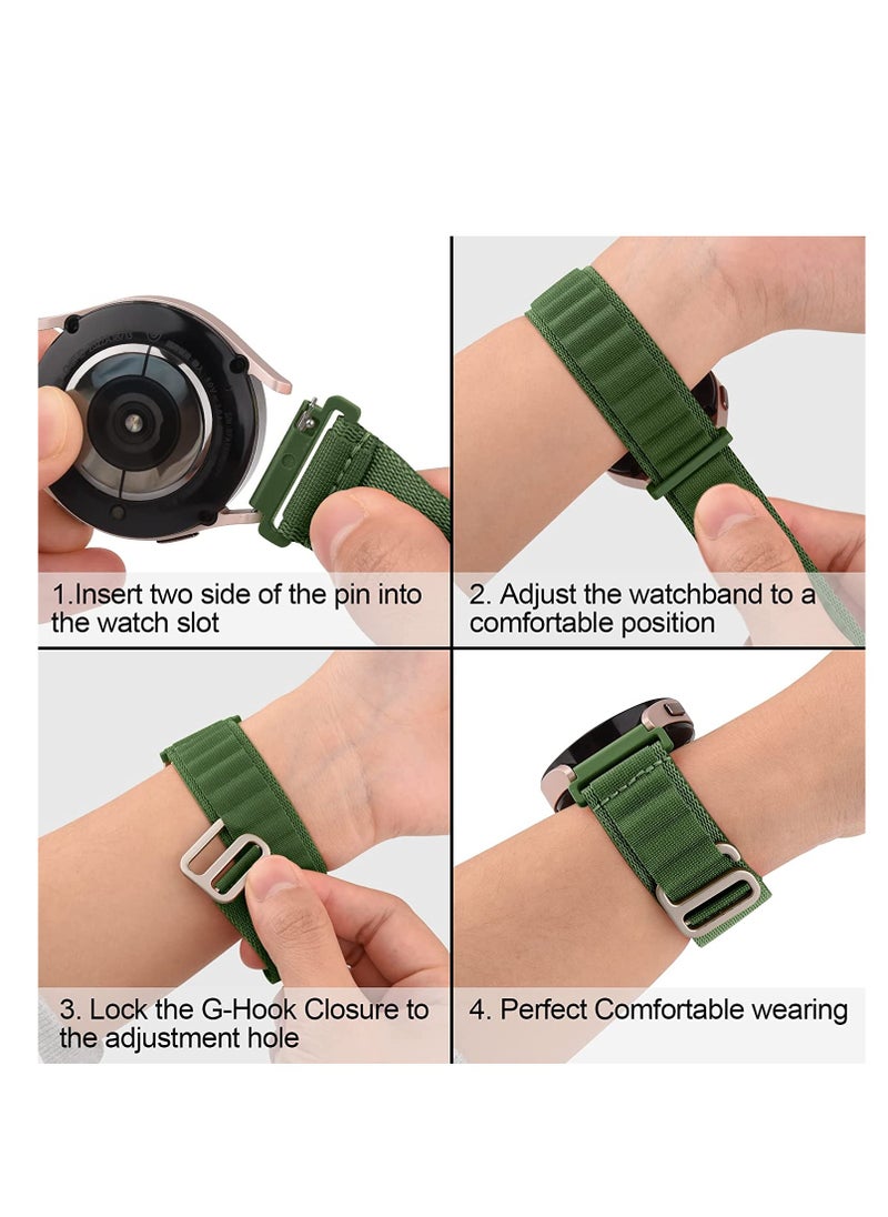 ماركة غير محددة - حزام Alpine Loop مقاس 22 مم متوافق مع ساعة Xiaomi Redmi Watch 5 Active/Redmi Watch 5 Lite Sport، حزام نايلون رياضي متين مع خطاف G من التيتانيوم باللون الأخضر الزيتوني - Image 1