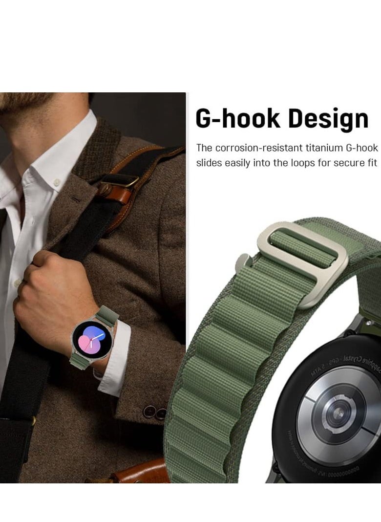 ماركة غير محددة - حزام Alpine Loop مقاس 22 مم متوافق مع ساعة Xiaomi Redmi Watch 5 Active/Redmi Watch 5 Lite Sport، حزام نايلون رياضي متين مع خطاف G من التيتانيوم باللون الأخضر الزيتوني - Image 1