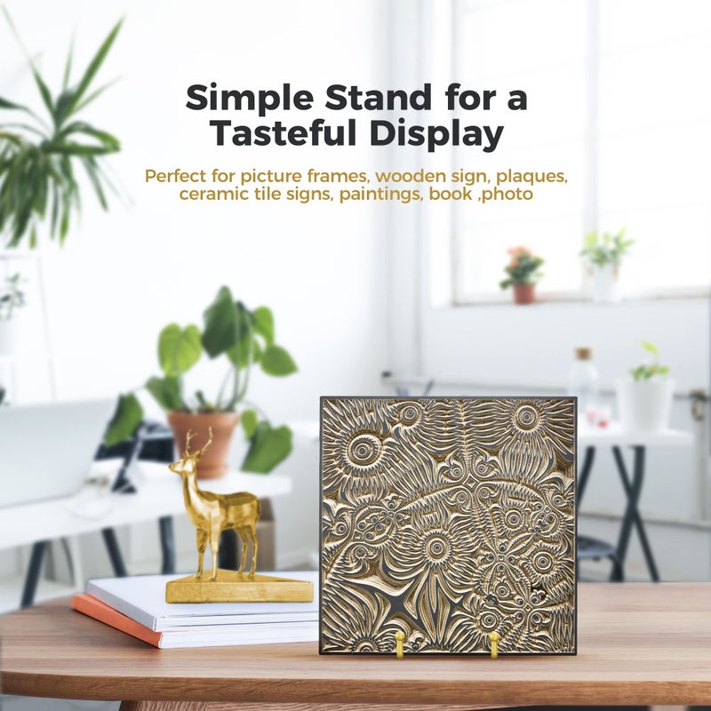 TRLife TR-LIFE Plate Display Stand - 4.5 Inch Holder + Metal Frame for Picture, Decorative Plate, Photo Easel, Tabletop Art (Gold 2 Pack) - Image 5