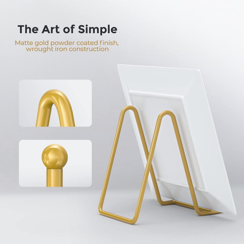 TRLife TR-LIFE Plate Display Stand - 4.5 Inch Holder + Metal Frame for Picture, Decorative Plate, Photo Easel, Tabletop Art (Gold 2 Pack) - Image 2