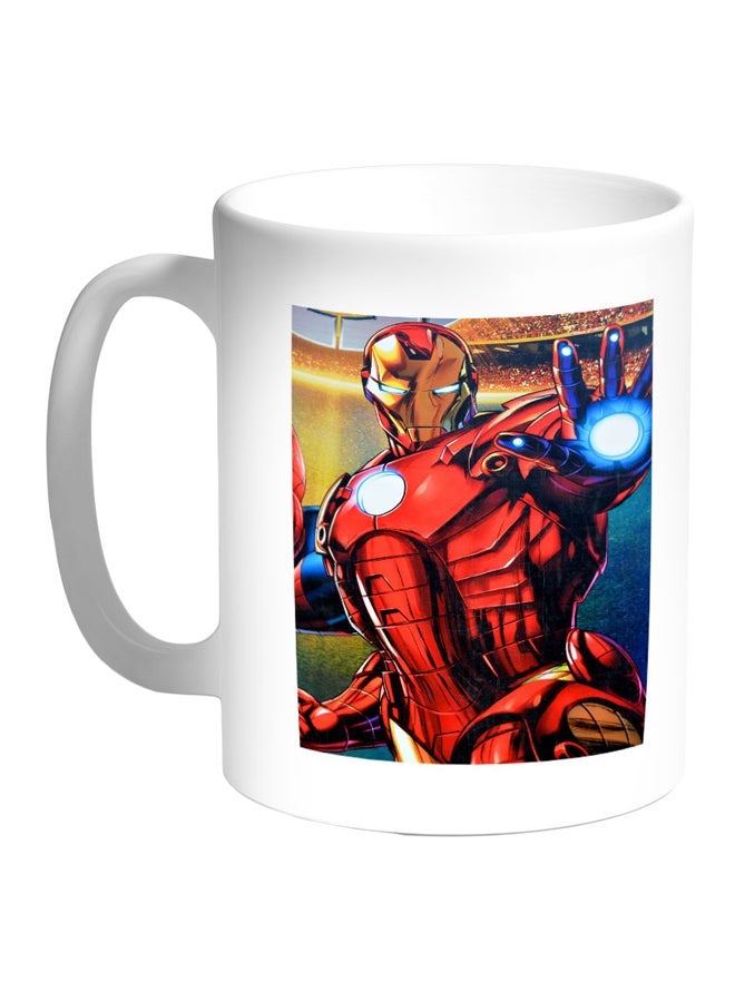 RYN Iron Man Printed Coffee Mug White/Red/Blue 11ounce