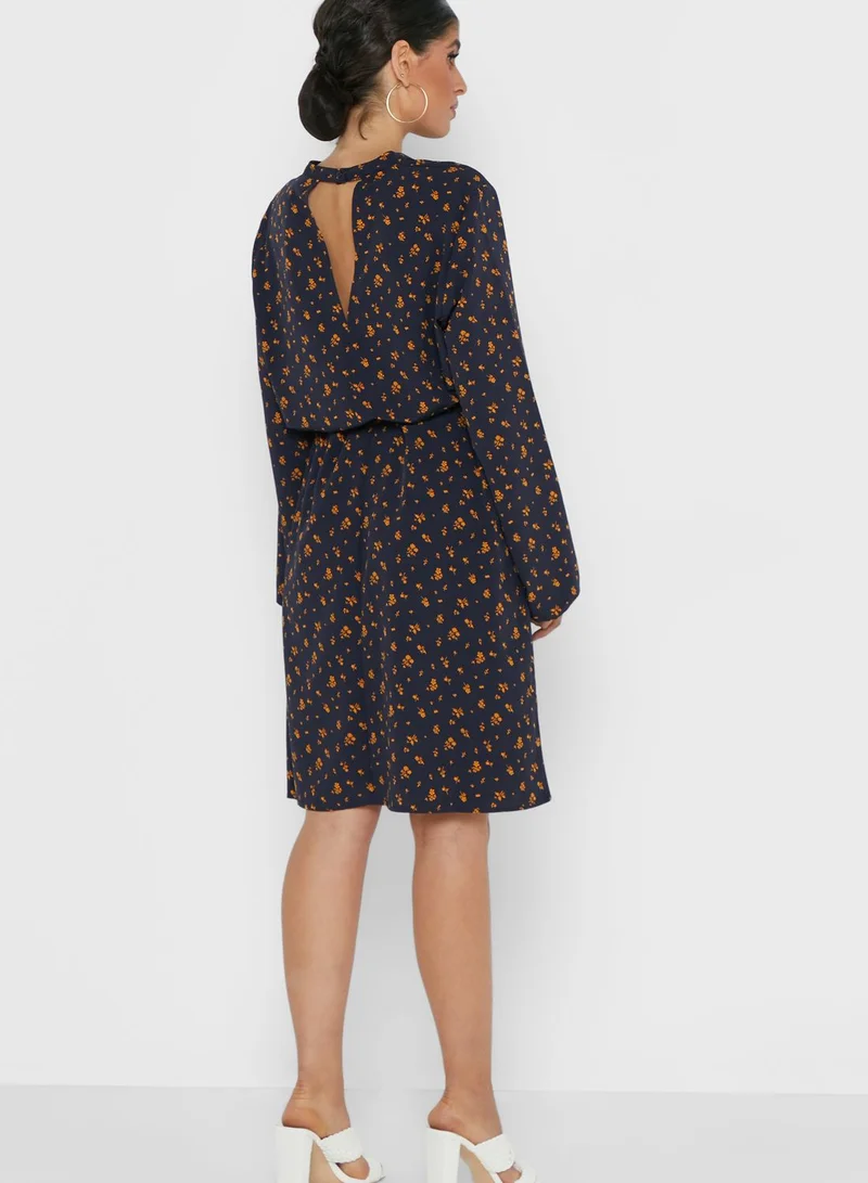 Jacqueline de Yong Drawstring Detail Printed Dress