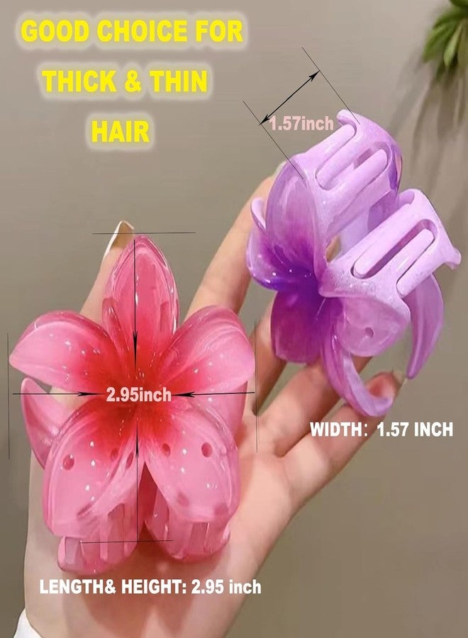 Flower Hair Clip Hawaiian Claw Clips For Women Aileam 2Pcs Cute Plumeria Clip For Hair Big Cute Flower Large Barrettes For Thick Thin Hair Accessories (Randomly Selected Colour)),Assorted - Image 5