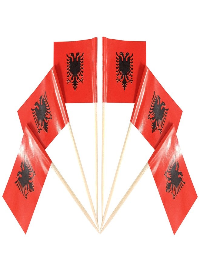 QQSD Albania Toothpick Flag Albanian Small Mini Cupcake Topper Flags,100 pcs - Image 1