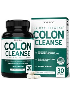 DORADO NUTRITION Colon Cleanse & Detox 15 Day Cleanse (30 Count) Intestinal Cleanse Pills & Probiotic for Gentle Laxative & Bowel Relief for Stomach Bloating & Gut Loss Support - Third Party Tested & Made in USA  - Image 1