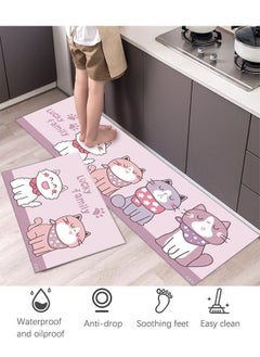 Cat Pattern Rugs and Mats Kitchen Floor for in Front of Sink Anti Fatigue Mat Padded Standing Matt Decor 40X60CM+40X120CM
