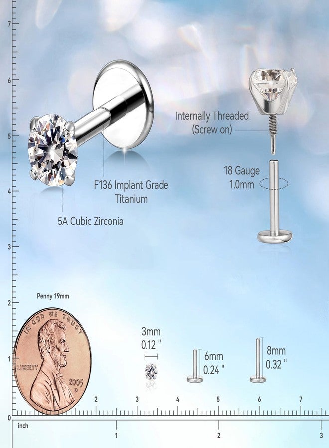 limerencia Pure Titanium Earing Stud for Sensitive Ear, F136 Implant Grade Flat Back Internally Threaded Stud Earring 18g for Cartilage/Tragus/Helix/Conch/Nose/Lip(3mm) - Image 4