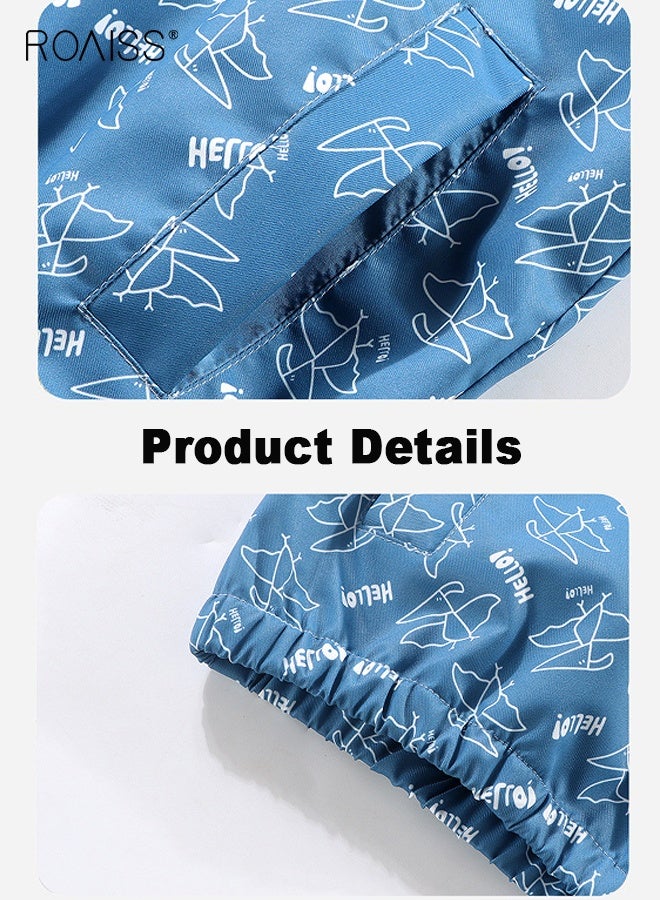 roaiss Toddler Boys Waterproof Hooded Jacket, Full Zip Windbreaker with 2 Side Pockets, Comfortable Full Zip Coat with Adorable Patterns, Long Sleeve Outdoor Jacket for Boys, Suitable for Daily Wear and Other Occasions - Image 2