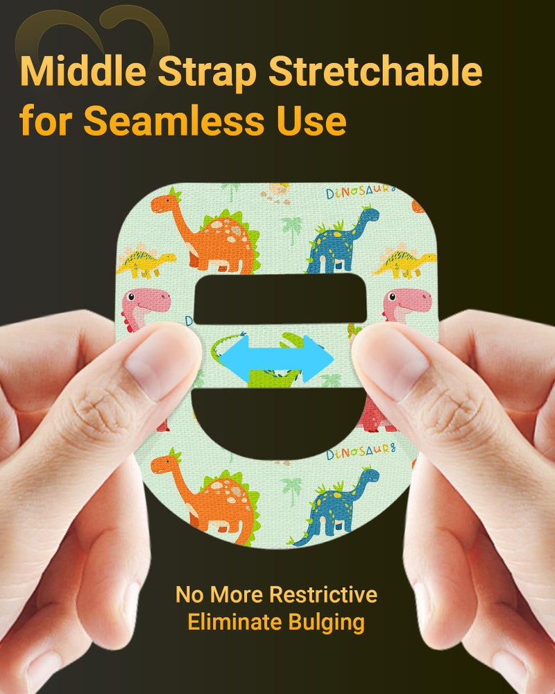 Amolyfe Omnipod 5 Adhesive Patches Waterproof, 20 Pack Omnipod Dash Overpatches with Stretchable Strap, Breathable, Long-Lasting Medical Adhesive, Premium Hinged Tin (Dinosaur) - Image 3