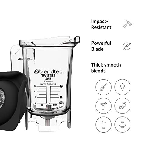 Blendtec 37 oz Twister Jar Commercial Grade, Spectacula Spatula and Mini Gripper Lid - Replacement Blender Jar Set for Shakes, Smoothies, and Thick Blends - 16 oz Blending Capacity - Image 5