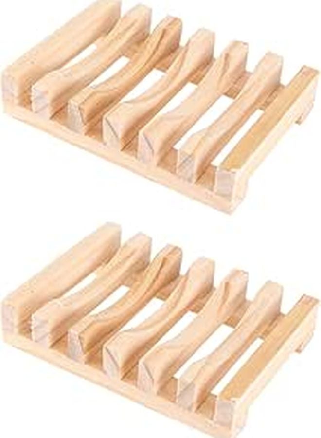 2pcs Natural Wood Soap Holder And Tray For Bathroom Shower Eco Friendly - Image 1