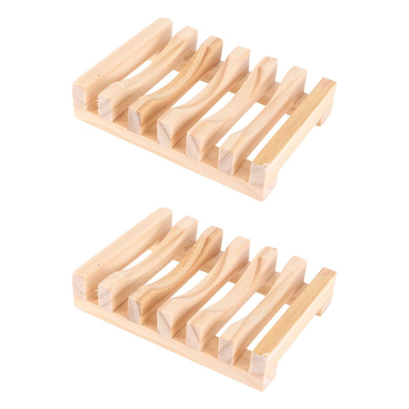 2pcs Natural Wood Soap Holder And Tray For Bathroom Shower Eco Friendly - Image 2
