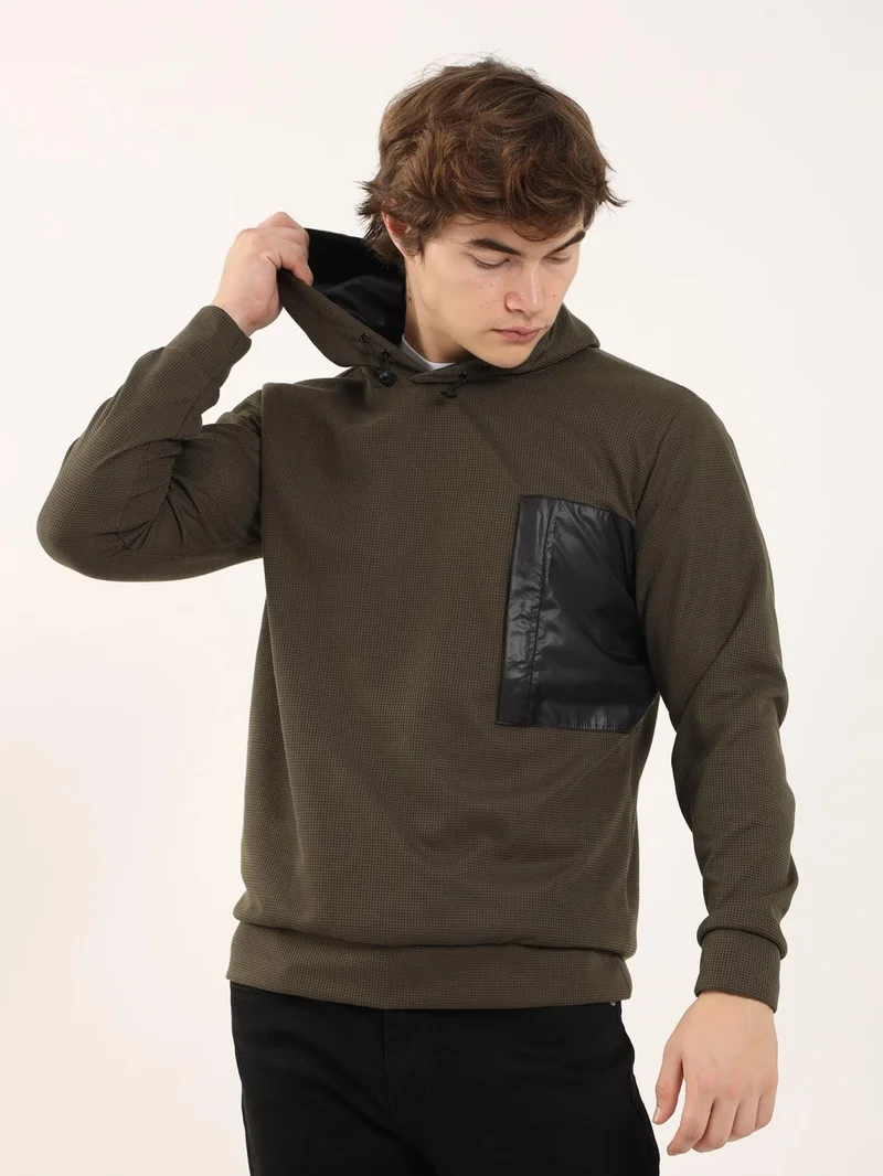دوفي Khaki Men's Regular Fit Hooded Sweatshirt