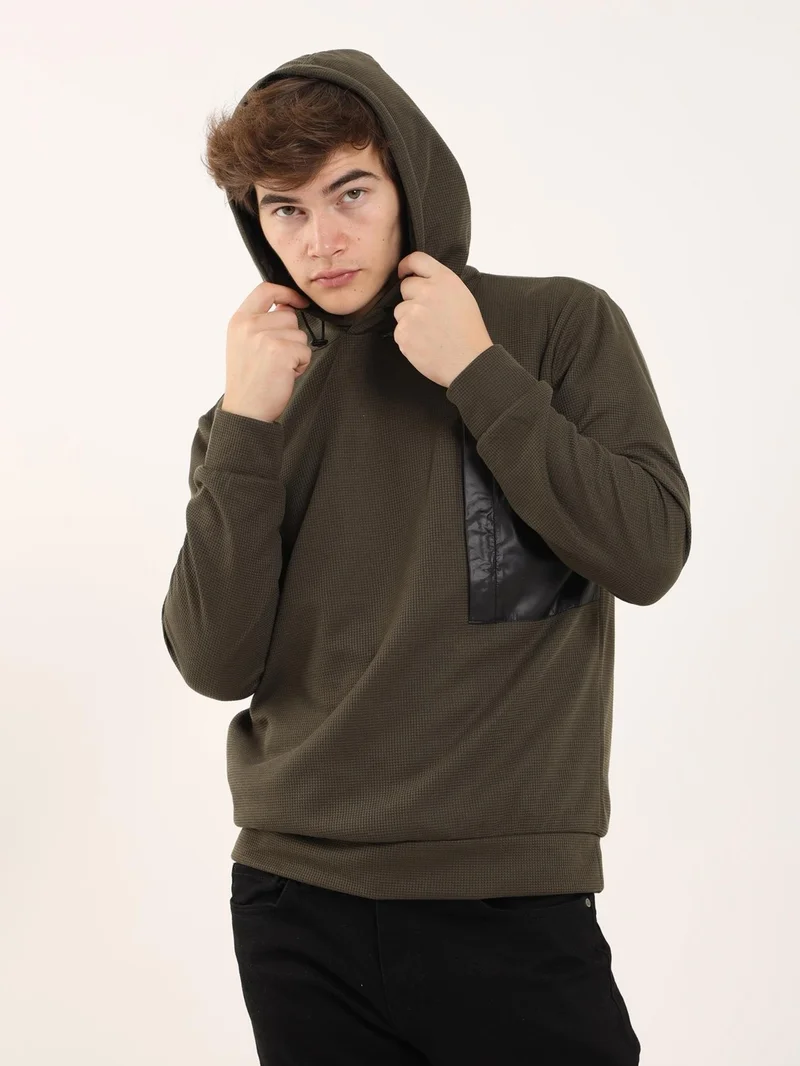 دوفي Khaki Men's Regular Fit Hooded Sweatshirt