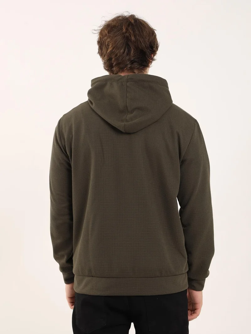دوفي Khaki Men's Regular Fit Hooded Sweatshirt