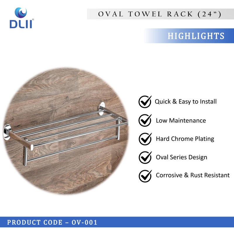 DLII® Oval Towel Rack (24 Inch) - Modern Bathroom Towel Holder (S.S 304 Grade) | Durable & Space-Saving Design | Rust-Resistant | Multi-Functional Design for Bathroom Kitchen or Laundry Room (1) - Image 2