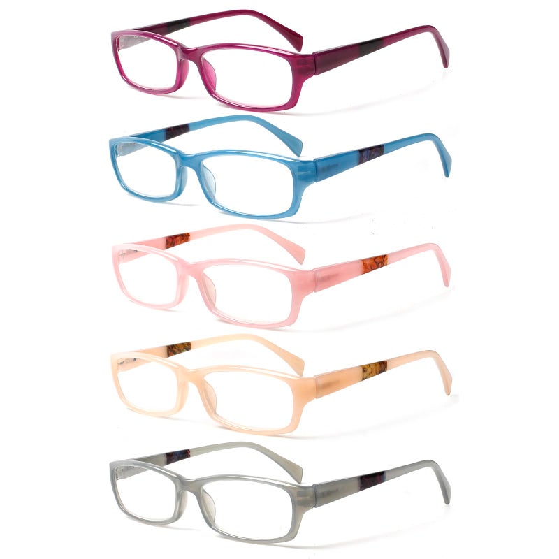Kerecsen Reading Glasses 5 Pairs Fashion Ladies Readers Spring Hinge with Pattern Print Eyeglasses for Women Mix Color 9 200 - Image 2