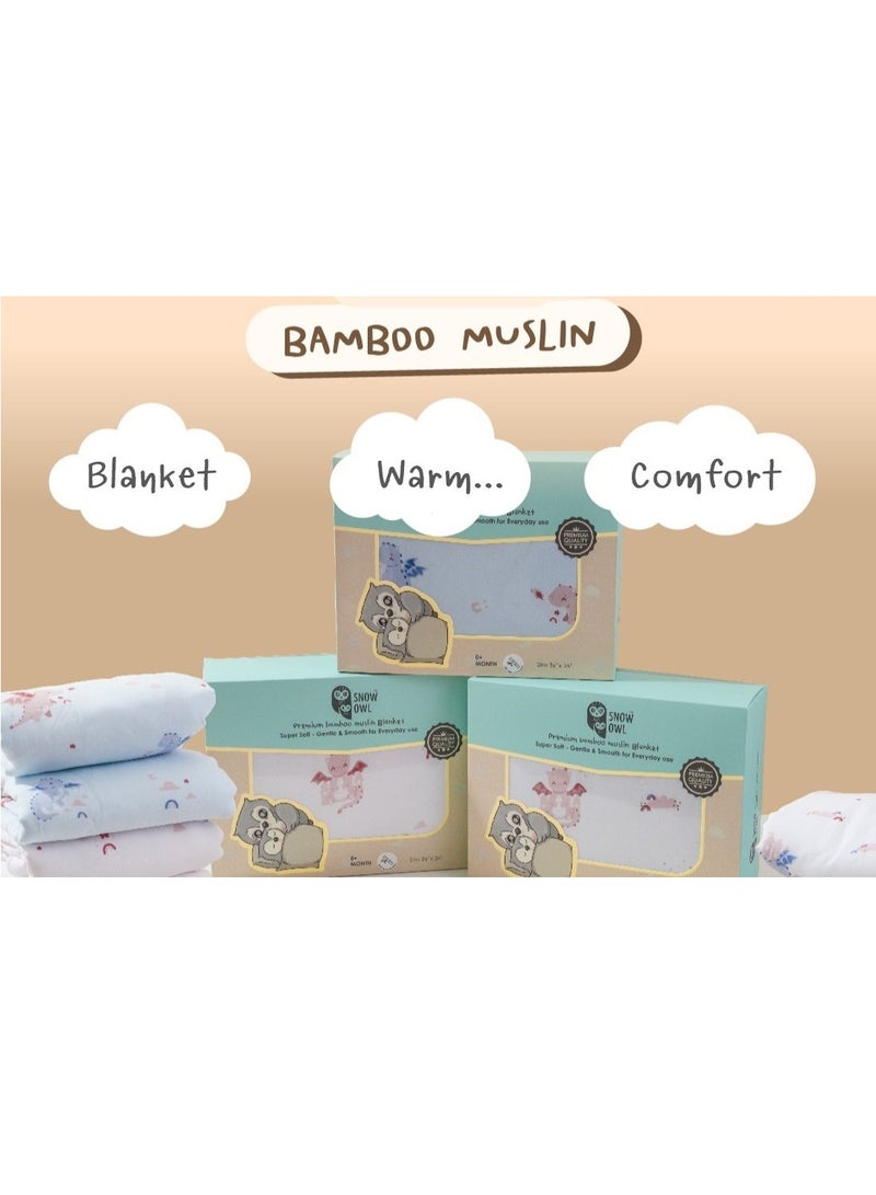 Snow Owl Bamboo Blanket Baby 36"x36" - Spring Fox Pink - Image 2
