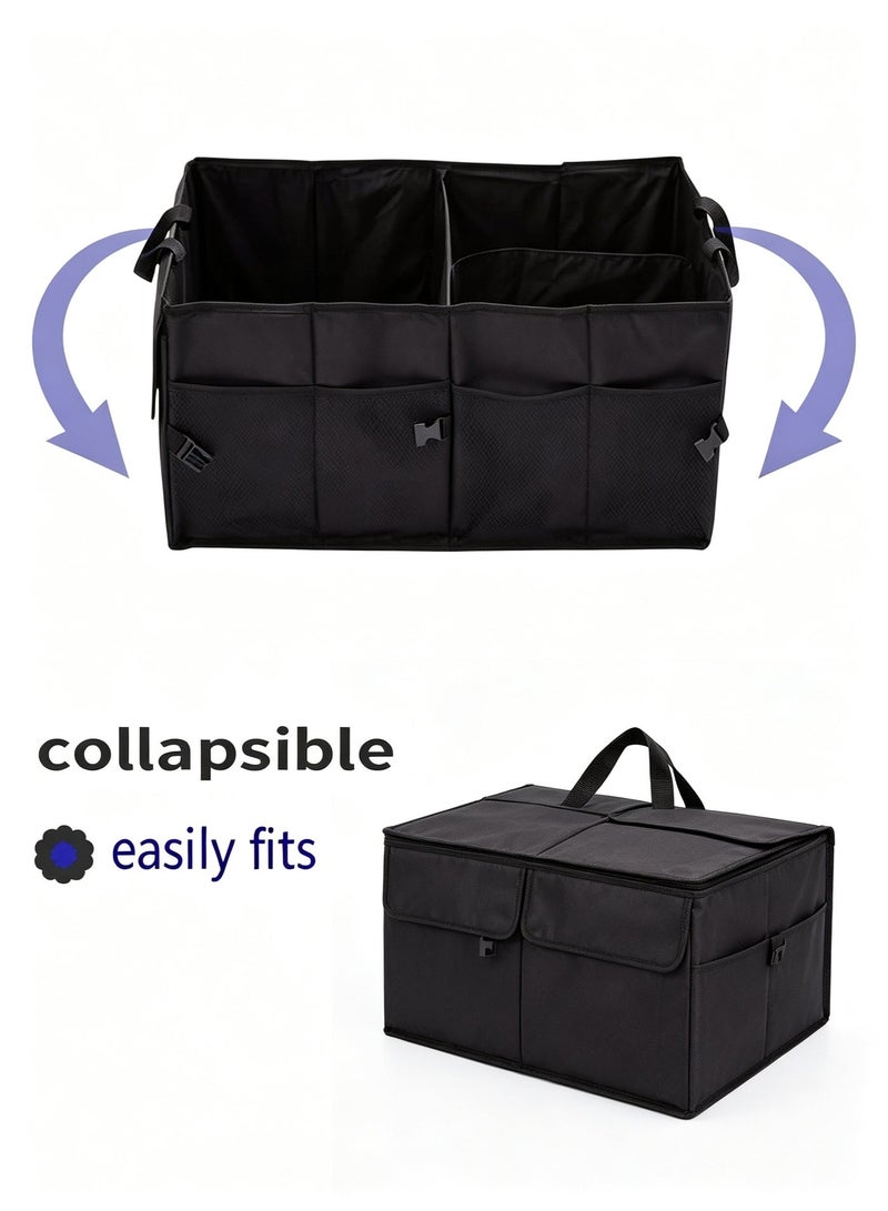 Aido Foldable car trunk storage box, storage box with reinforced handle, car accessory bag, car storage box, made of 600D waterproof PVC fabric, suitable for camping, picnics, home, garage and other occasions. - Image 3