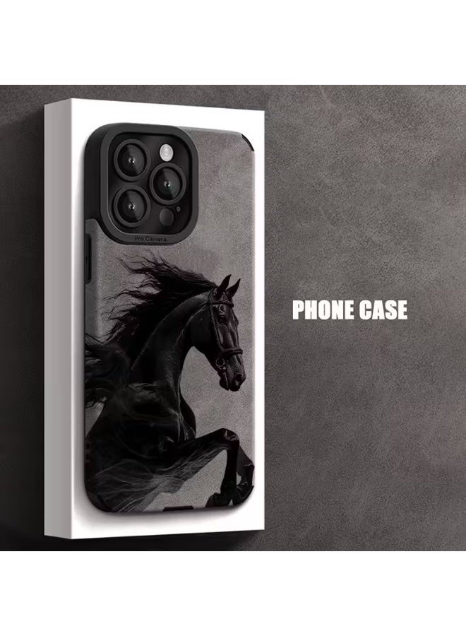 Temu 1. Faux leather phone case with a racing horse design, shockproof and drop-resistant, compatible with iPhone 13 Pro Max. - Image 1