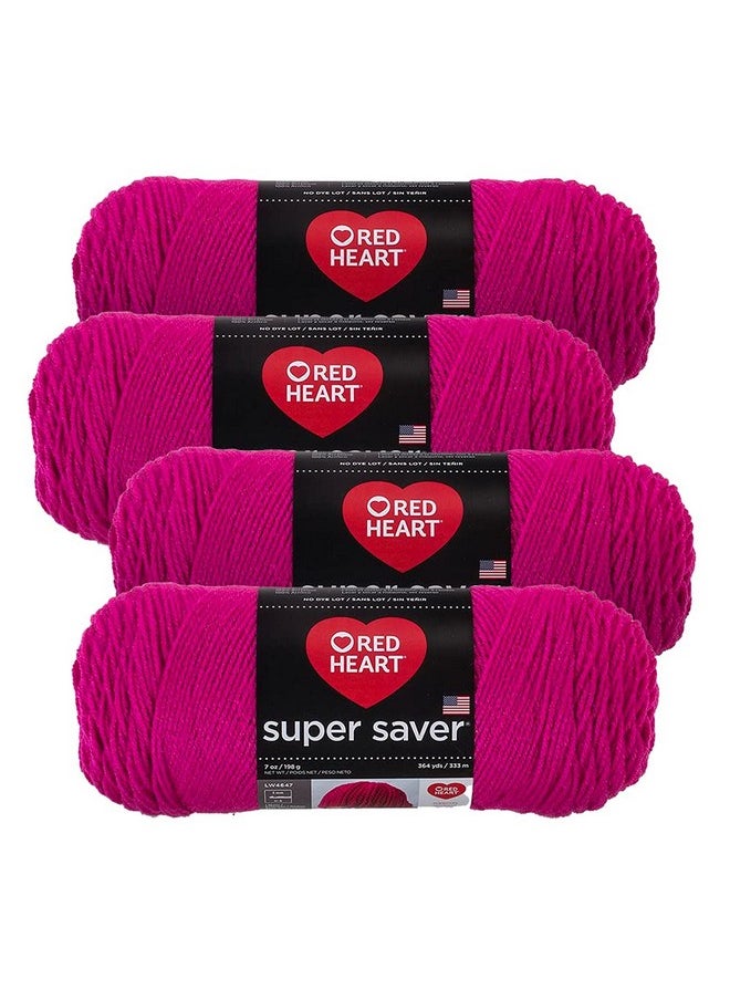 RED HEART - Super Saver Yarn (4 Pack Of 7Oz Skeins) (Shocking Pink) - Image 1