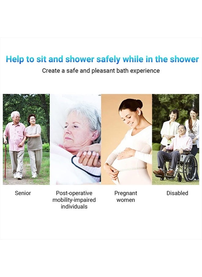 KKnoon - Folding Shower Bench Wall Mounted Flip-up Bath Seat Screw-in Bathroom Chair Stool with Non-Slip Feet Drainage Holes Shower Head Slot for Elderly Seniors Disabled - Image 1